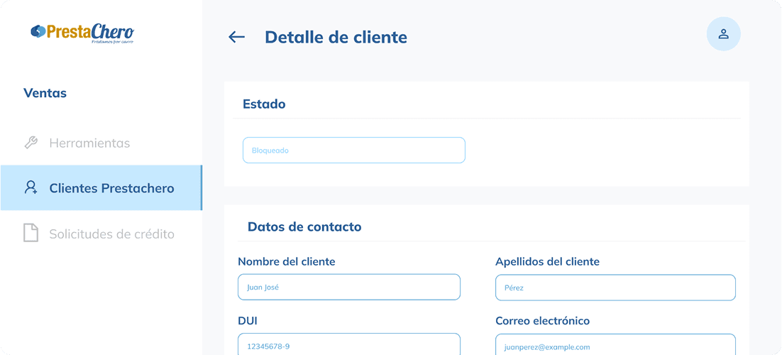 Prestachero — vista de escritorio