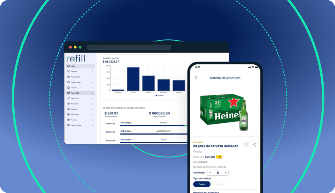 Refill Marketplace dashboard and product detail in the mobile app